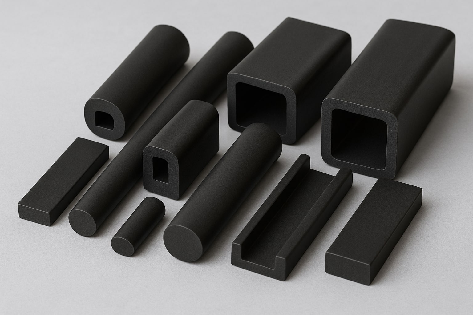 Solid and hollow rubber extruded profiles manufactured by Junior Rubber Products